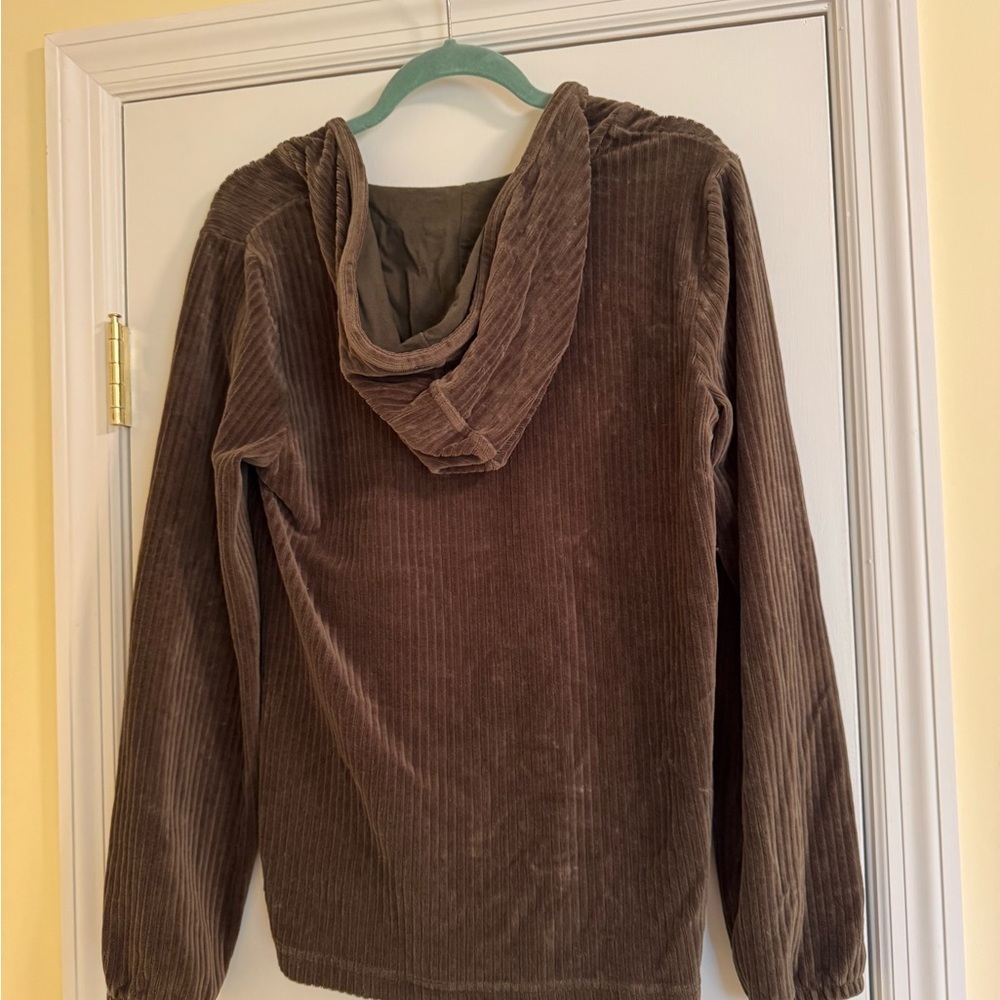 Z Supply Brown Corduroy V-Neck Hoodie - Picture 3 of 4